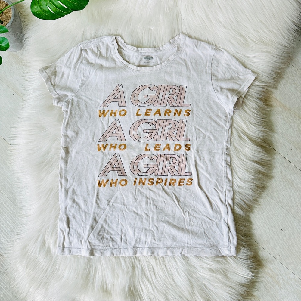 5x$25 Old Navy Empowering Learn Lead Inspire Girl Power T-Shirt, 10